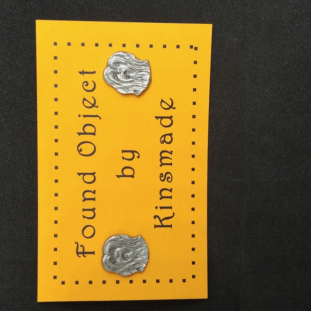 lhasa apso dog face pewter RAWCLIFFS earrings 1987